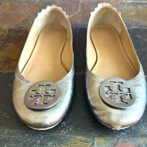 Tory Burch silver flats